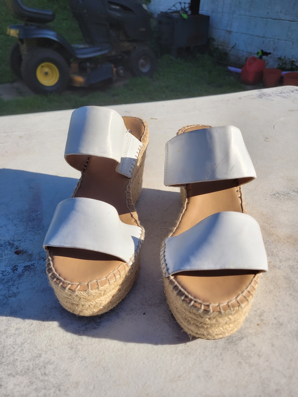 Franco Sarto Tallulah White Espadrille Wedge Slide Sandals Size 7M